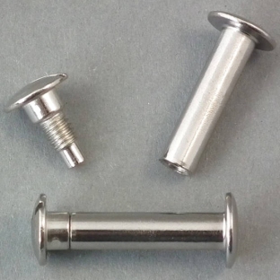 Binding screws, nickel-plated 23 mm | sleeve nut with smooth head, screw with slotted head