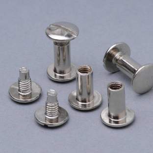 Binding screws, nickel-plated 45 mm | sleeve nut with smooth head, screw with slotted head