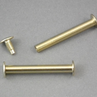 Binding screws with hammertop, brass-plated 45 mm
