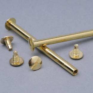 Binding screws, brass-plated 50 mm | sleeve nut with smooth head, screw with slotted head