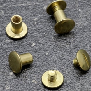 Binding screws, brass-plated 7 mm | sleeve nut with smooth head, screw with slotted head