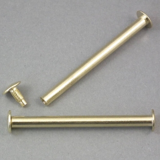 Binding screws with hammertop, brass-plated 75 mm