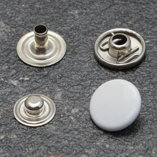 Press fasteners, type S, 12.4 mm, white 