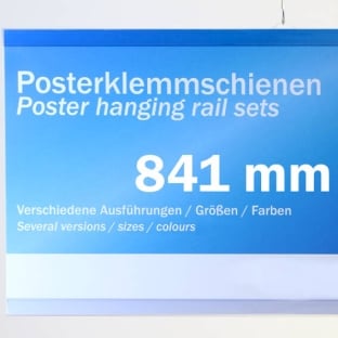 Poster hanging rail sets, rigid-PVC 841 mm | transparent | 2 hangers