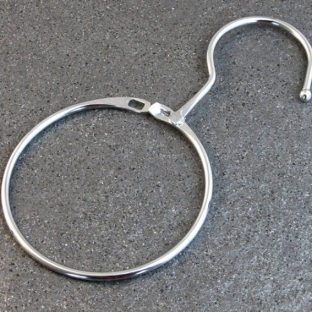 Metal binding rings with hook, 90 mm, nickel-plated 