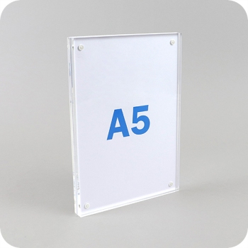 T-stand A5 magnetic, portrait format, acrylic, transparent 