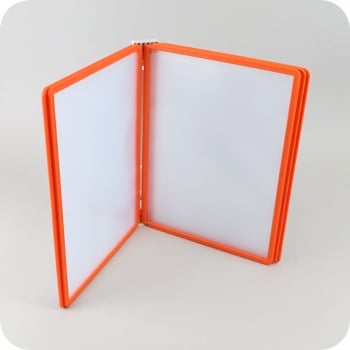 Display board system, wall holder with 5 display boards A4, orange 