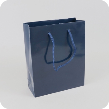 Gift bag with cord, 20 x 25 x 8 cm, blue, shiny 