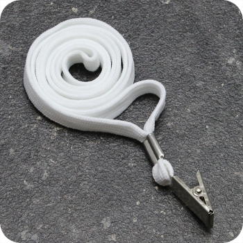 Lanyards, 10 mm wide white | with Bull Dog Clip