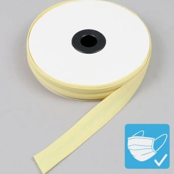 Bias binding tape, cotton and polyester, 20 mm (reel with 25 m) light yellow