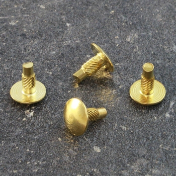 Press-in heads for binding screws, 8 mm, brass-plated 