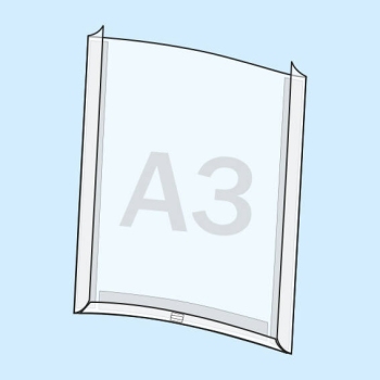 Poster pockets A3 portrait | open front with pen holder, backside 3 high performance adhesive strips (PET-carrier)