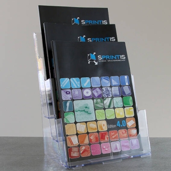 Leaflet holder, for inserts A4, 3 compartments 