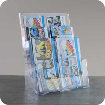 Leaflet holder, for inserts DL, 6 compartments, portrait, transparent 