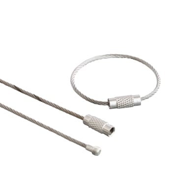 Wire rope connector with screw, 150 mm, silver 