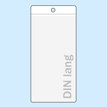 Display pockets for DL, vertical format, hanging edge with round hole 