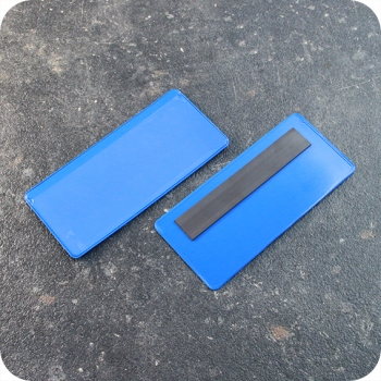 Magnetic pockets, 110 x 45/50 mm, with 1 magnetic strip, long edge open, blue 110 x 45/50 mm | with 1 magnetic strip
