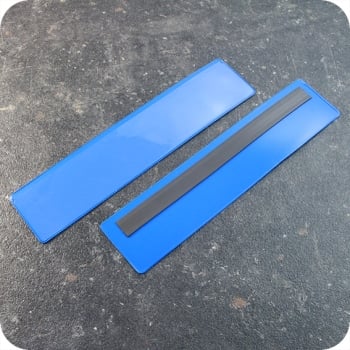 Magnetic pockets, 220 x 45/50 mm, with 1 magnetic strip, long edge open, blue 220 x 45/50 mm | with 1 magnetic strip