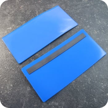 Magnetic pockets for DL, with 1 magnetic strip, long edge open, blue 220 x 100/105 mm | with 1 magnetic strip