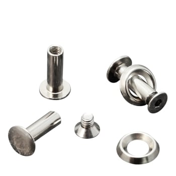 Binding screws with rosette disc, 12 mm, nickel-plated 