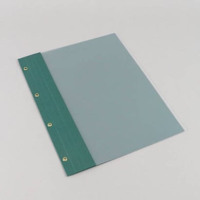 Balance sheet folder A4, 4 eyelets, quick staple, high gloss cardboard dark green