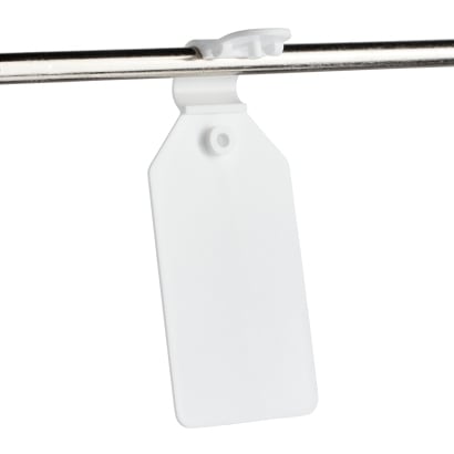 Swinging price clip for pegboard hooks 42 mm