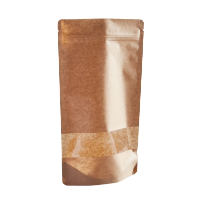Stand Up Pouches with window 300 x 370 mm | brown