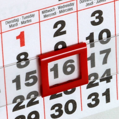 Date indicators for single desk calendar sheets, 8 x 10 mm, for  95 mm calendar width 