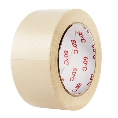 Masking tape white, 50 mm, flat crepe, heat resistant up to 60°C 