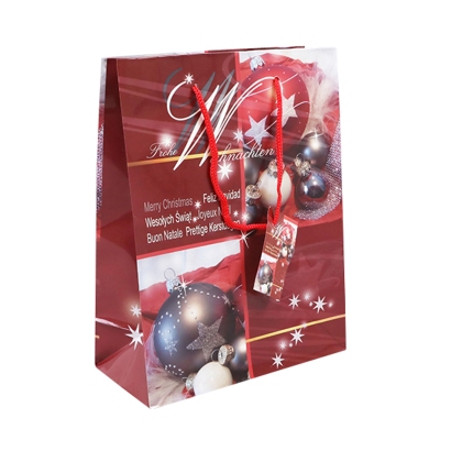 Gift bag Christmas balls, 18 x 23 x 8 cm, red 