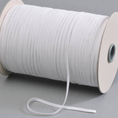 Flat elastic cords on reel, 6 mm, white (reel with 160 m) 