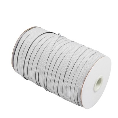 Flat elastic cords on reel, 6 mm, grey (reel with 125 m) 