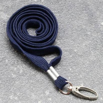 Lanyards, 10 mm wide dark blue | with carabiner clip