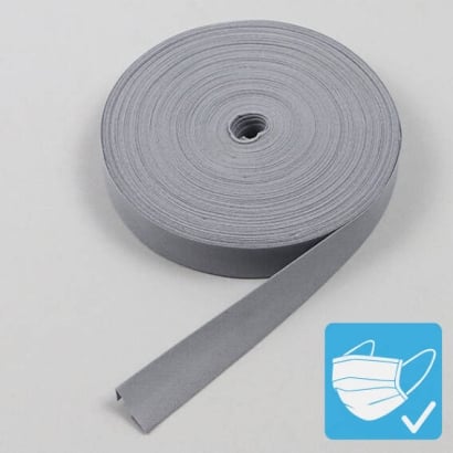 Bias binding tape, polyester, 20 mm (reel with 25 m) grey
