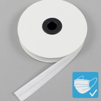 Bias binding tape, cotton and polyester, 20 mm (reel with 25 m) white