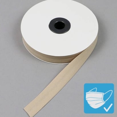 Bias binding tape, cotton and polyester, 20 mm (reel with 25 m) beige