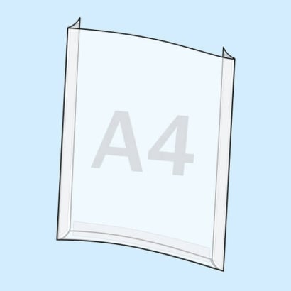 Poster pockets A4 portrait | closed front, backside 3 high performance adhesive strips (PET-carrier)