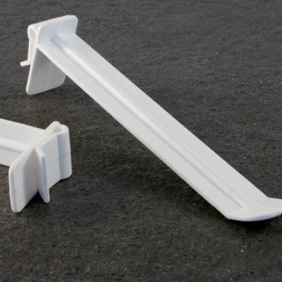 Display hooks with clamping, wide prong, white 