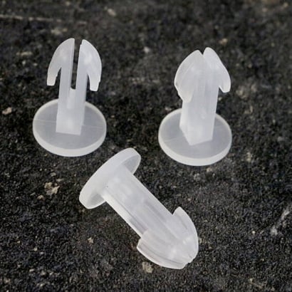 Plug-In Buttons made of plastic, transparent 9 mm