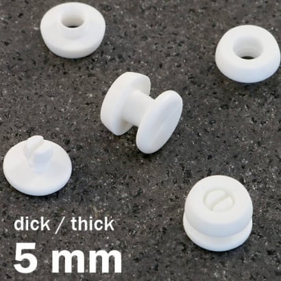 Snap rivets with thick head white | 5 mm
