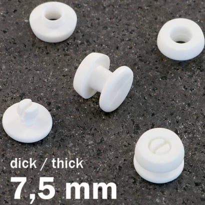 Snap rivets with thick head white | 7.5 mm