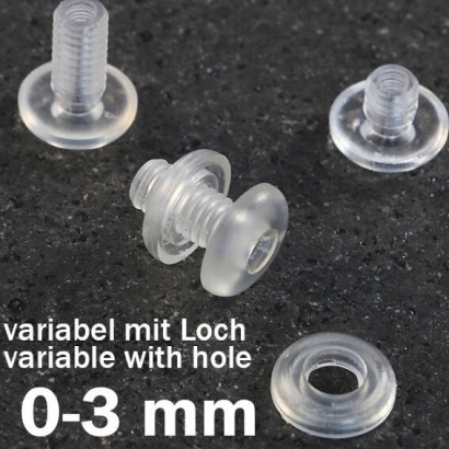 Plastic rivets with hole 3 mm
